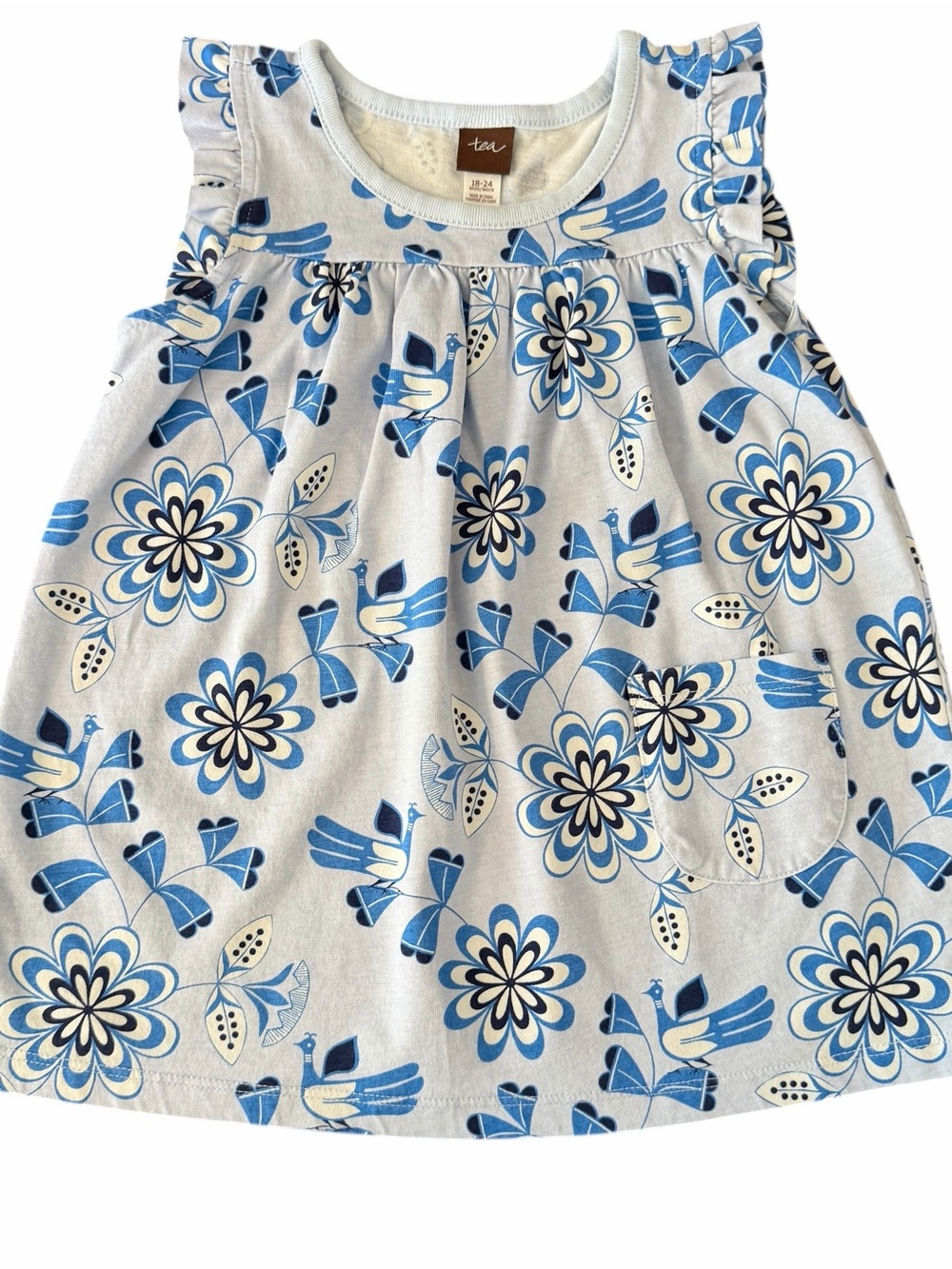 Tea Collection Blue and White Floral & Bird